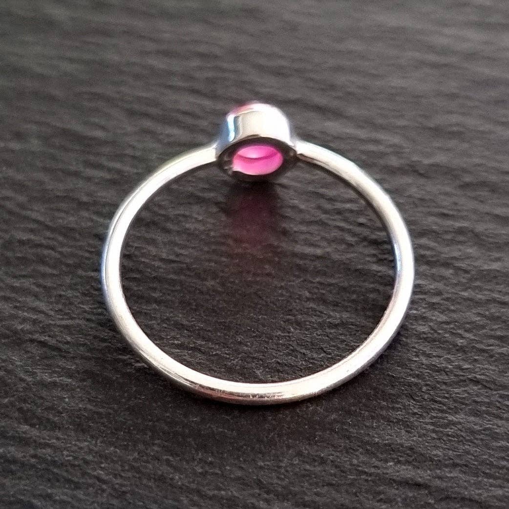 Mistry Gems - Wholesale Single Stone/Solitaire Ring - 5mm Round HOT Pink Agate Stacking Ring | 925 Sterling Silver7