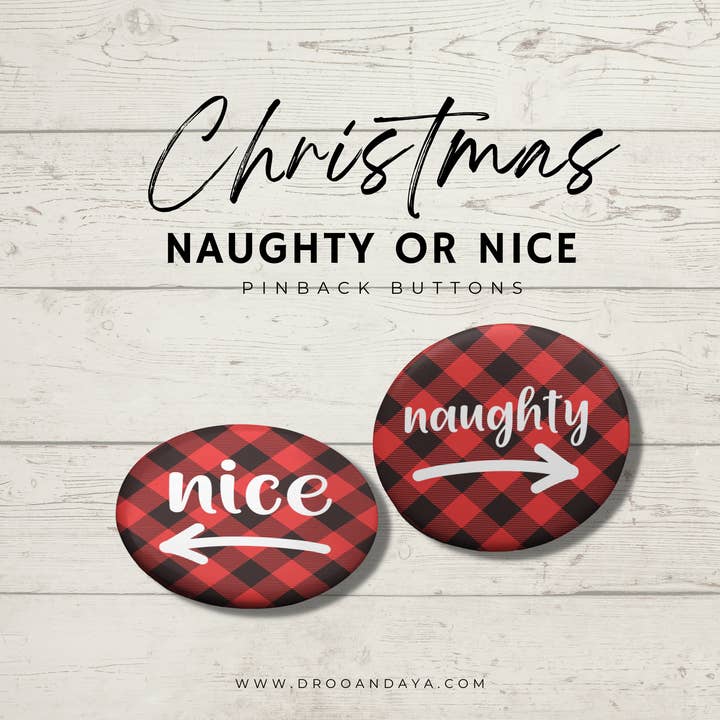 Bouton Pinback sympa et méchant pour Noël pour la vente par Droo and Aya