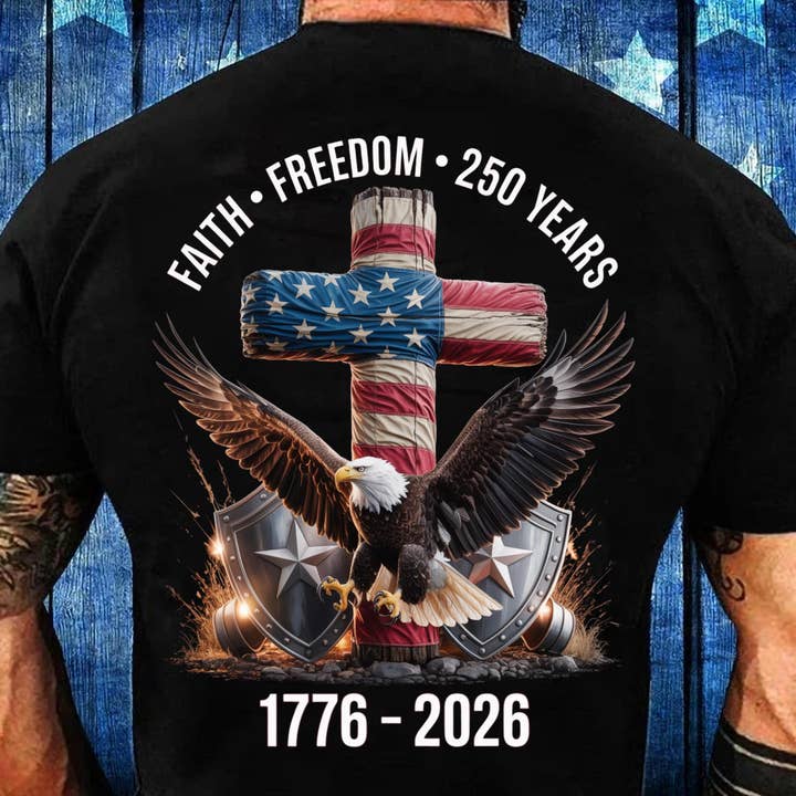 250 Years Of Freedom Patriotic Eagle Cross 4Th Of July Shirt for wholesale by TheKingShirt