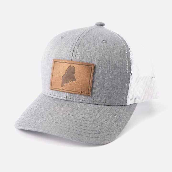 Range Leather Co. - Wholesale Trucker Hat - Unisex - Maine Silhouette Hat | Leather Patch Trucker Hat