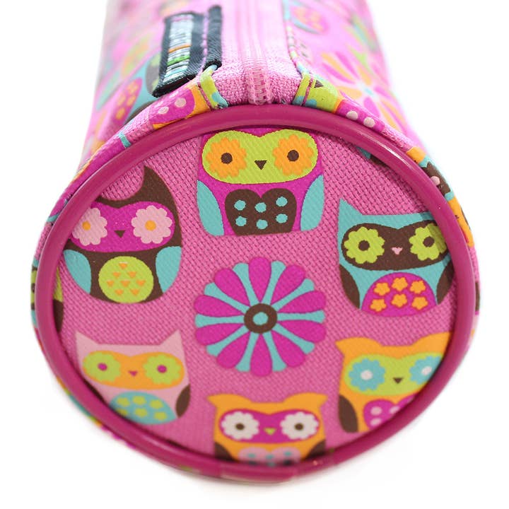 Powell Creative Products Ltd - Wholesale Pencil Case/Pouch - Pink Pencil Case Hooty Owls Barrel for Back To School