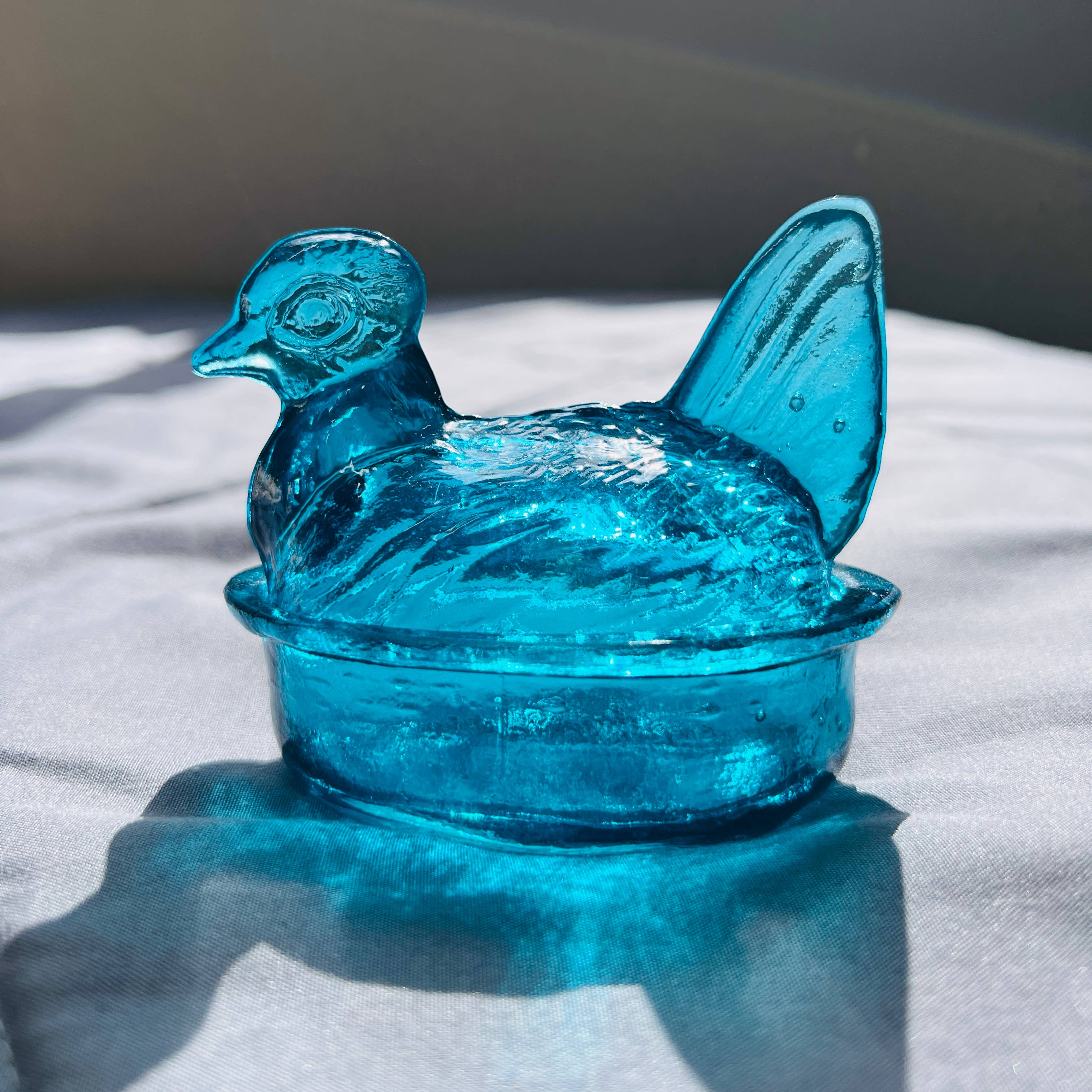 Kitchen One - Wholesale Decorative Plate/Dish/Bowl - Nesting Hen Bowl - TURQUOISE | Hand Blown Glass6