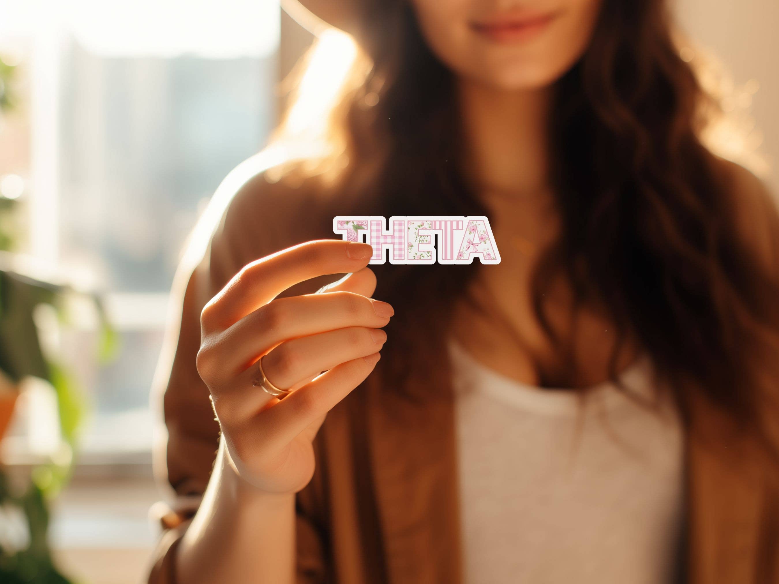 Aspen and Lark - Wholesale Sticker - Kappa Alpha Theta Omega Sticker - Pink Patchwork3