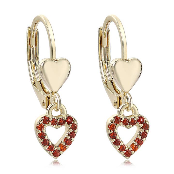 Parte trasera de palanca con forma de corazón rojo brillante para venta al por mayor de The Tiny Gem