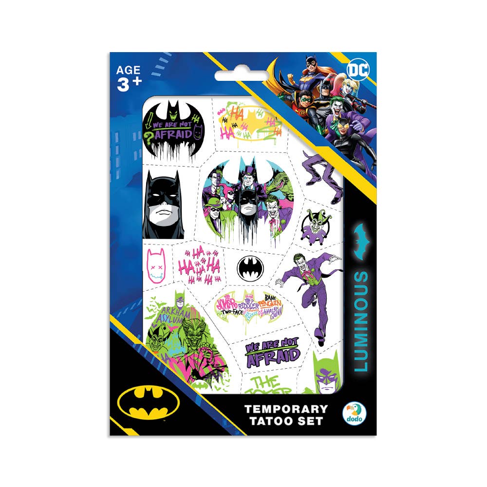 DoDo Brand - Vente Tatouage temporaire – enfant - Set de tatouage lumineux temporaire pour enfants The Batman1
