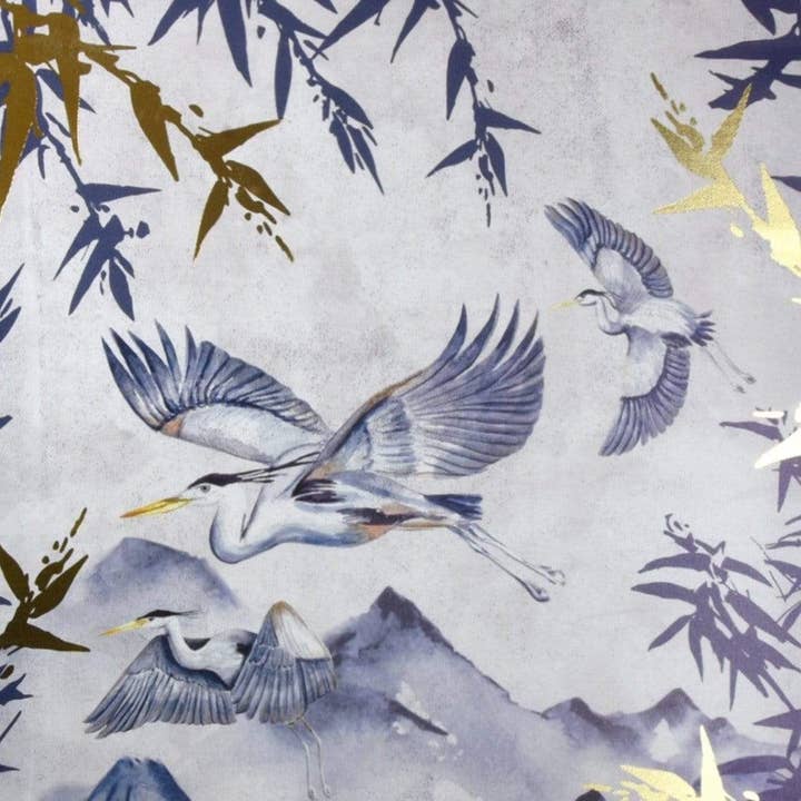 Candlelight Products Ltd - Wholesale Art print - Oriental Heron Design Canvas Print with Gold Wooden Frame1