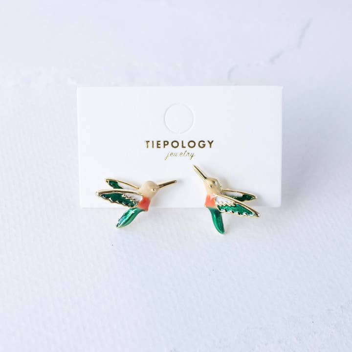 Tiepology - Wholesale Stud/Post Earrings - Mini Hummingbird Stud Earrings