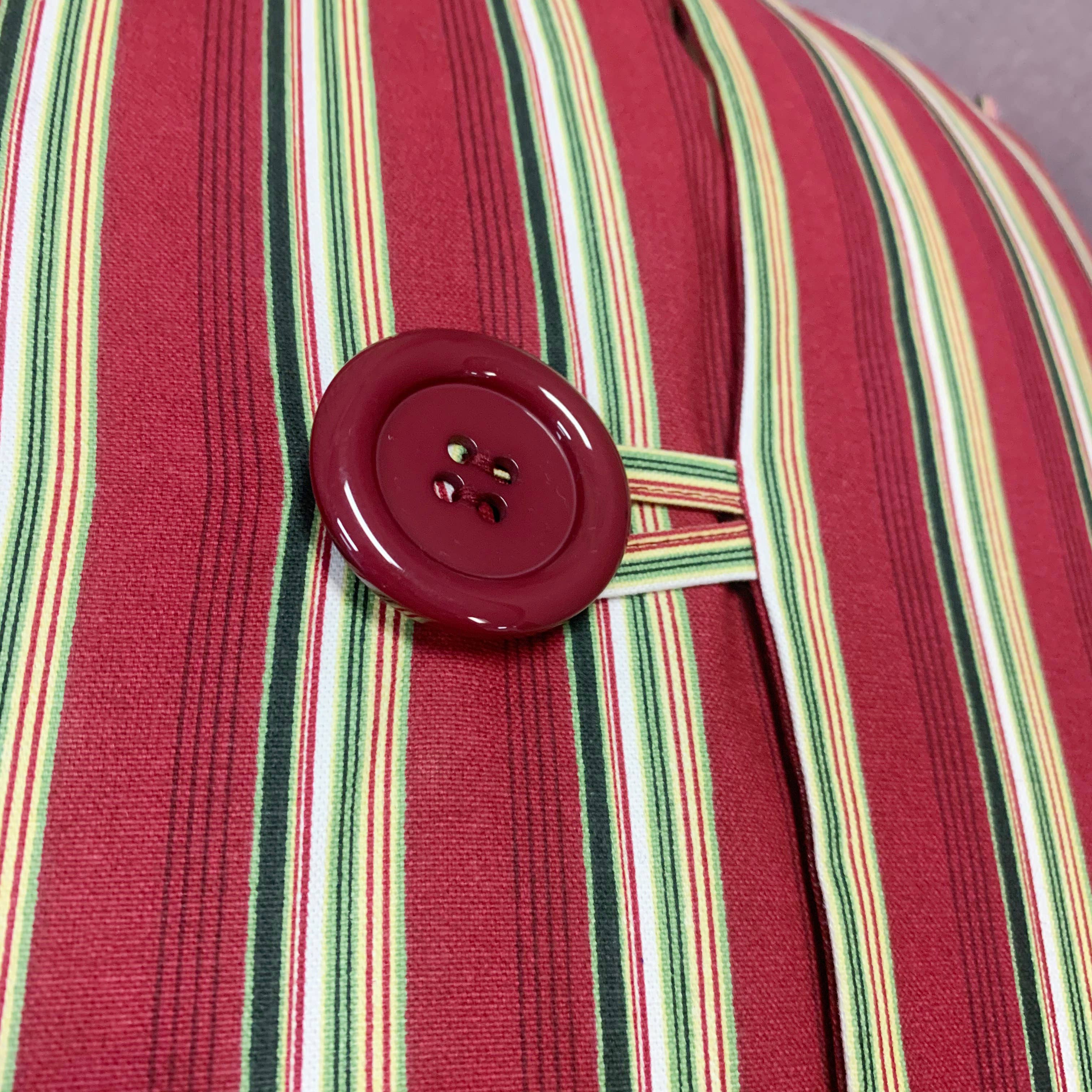 Peking Handicraft - Wholesale Throw/Decorative Pillow - Christmas Holiday Red Striped Button Pillow Sham1