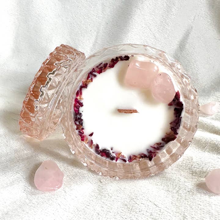 Vintage Rose Water Coconut Soy Candle for wholesale by Black Moon Co.