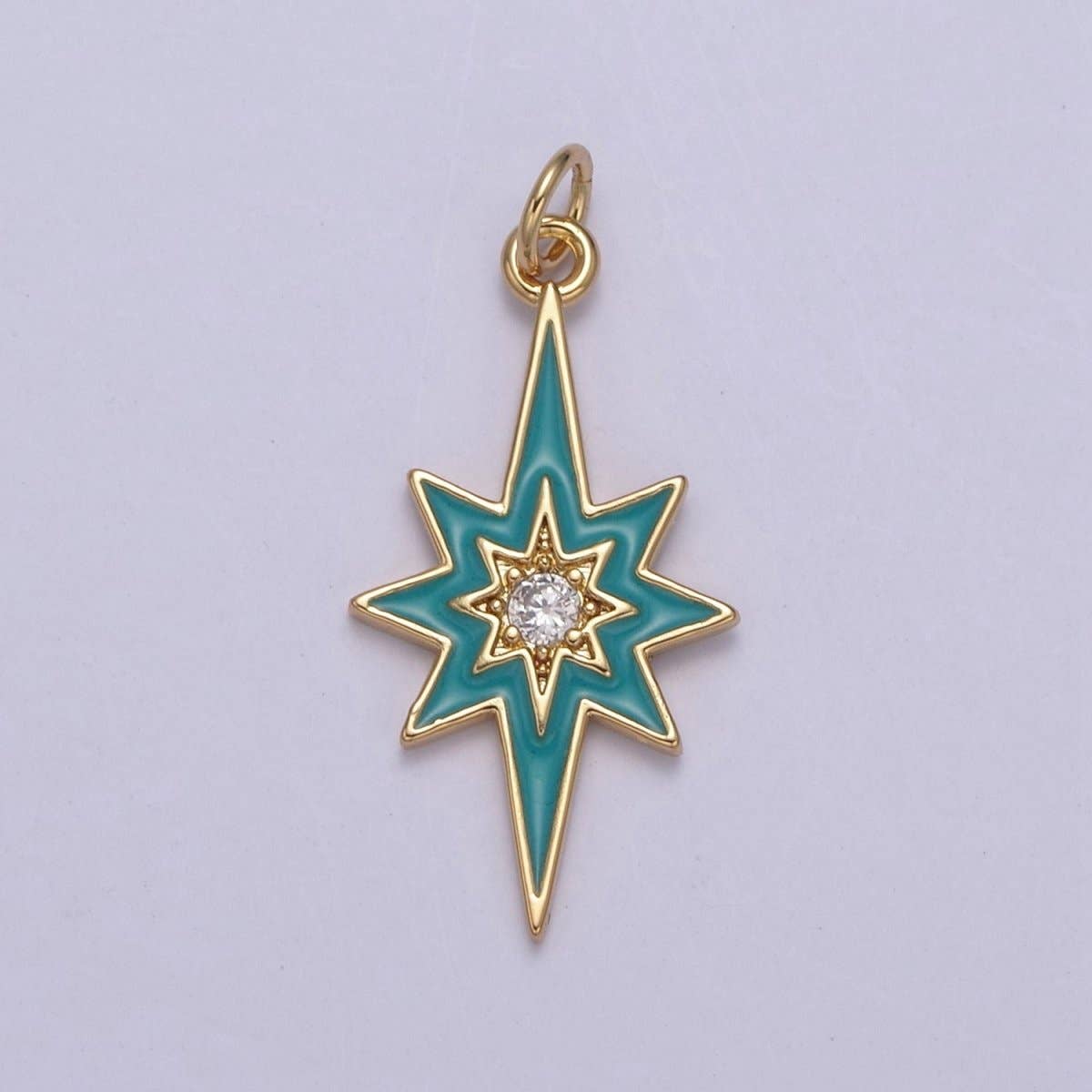 Aim Eternal - Vente Breloques/médailles personnalisées - Pendentif Étoile Émaillée Colorée 8 Pointes Étoile Éclatante Étoile du Nord - Pendentif Charm Céleste Doré N-729 - N-7352