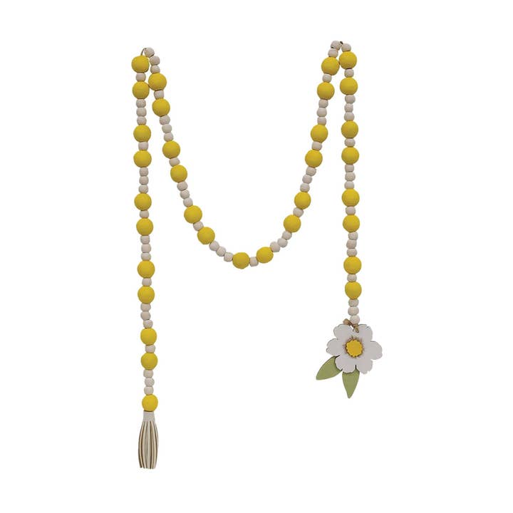Ghirlanda di perline gialle e bianche con targhetta floreale per la vendita all'ingrosso da parte di CWI Gifts