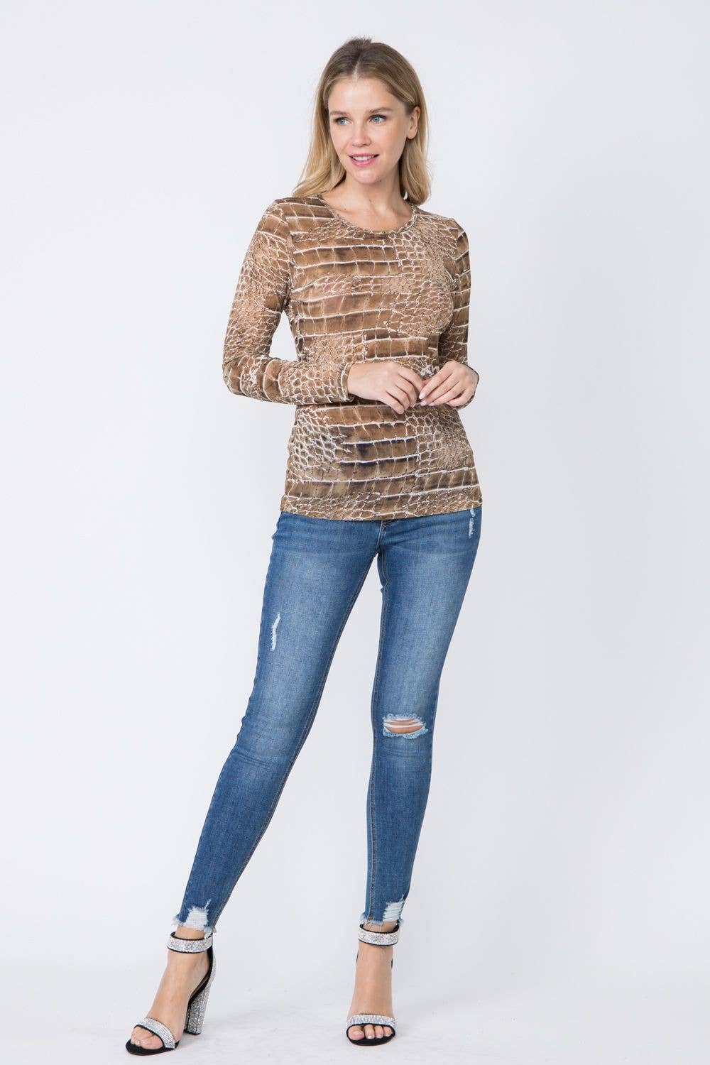 VOCAL – wholesale Blouse – Women’s – Animal Print Power Mesh Top2