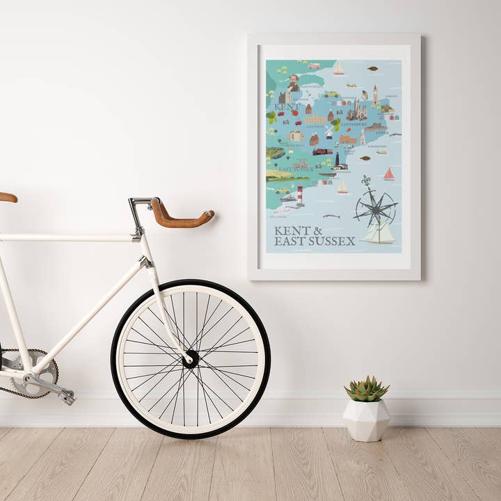 Betty Boyns Designs - Wholesale Art print - KENT ILLUSTRATED MAP 1