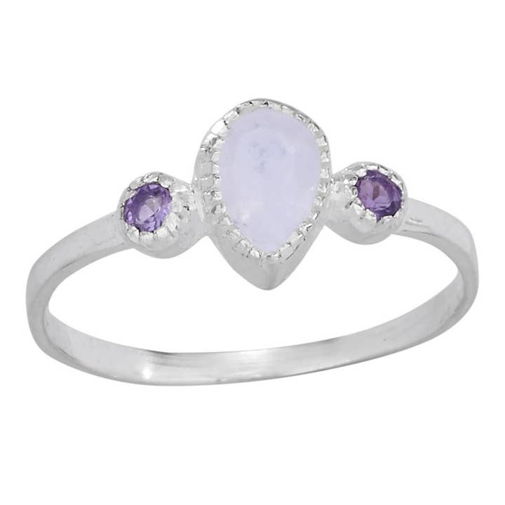 Tiger Mountain Jewelry - Wholesale Multi-Stone Ring - Teardrop Moonstone Sterling Silver Ring
