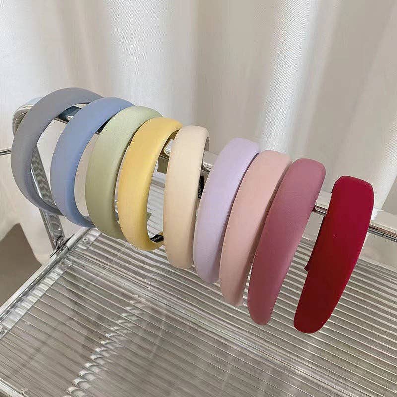 Dipped Shop - Wholesale Fashion Headband - Women's - Solid Color Sponge Padded Satin Headbands DP25B86611