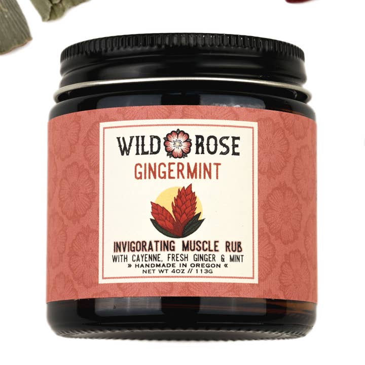 Gingermint Muscle Rub - 4oz for wholesale by Wild Rose Herbs