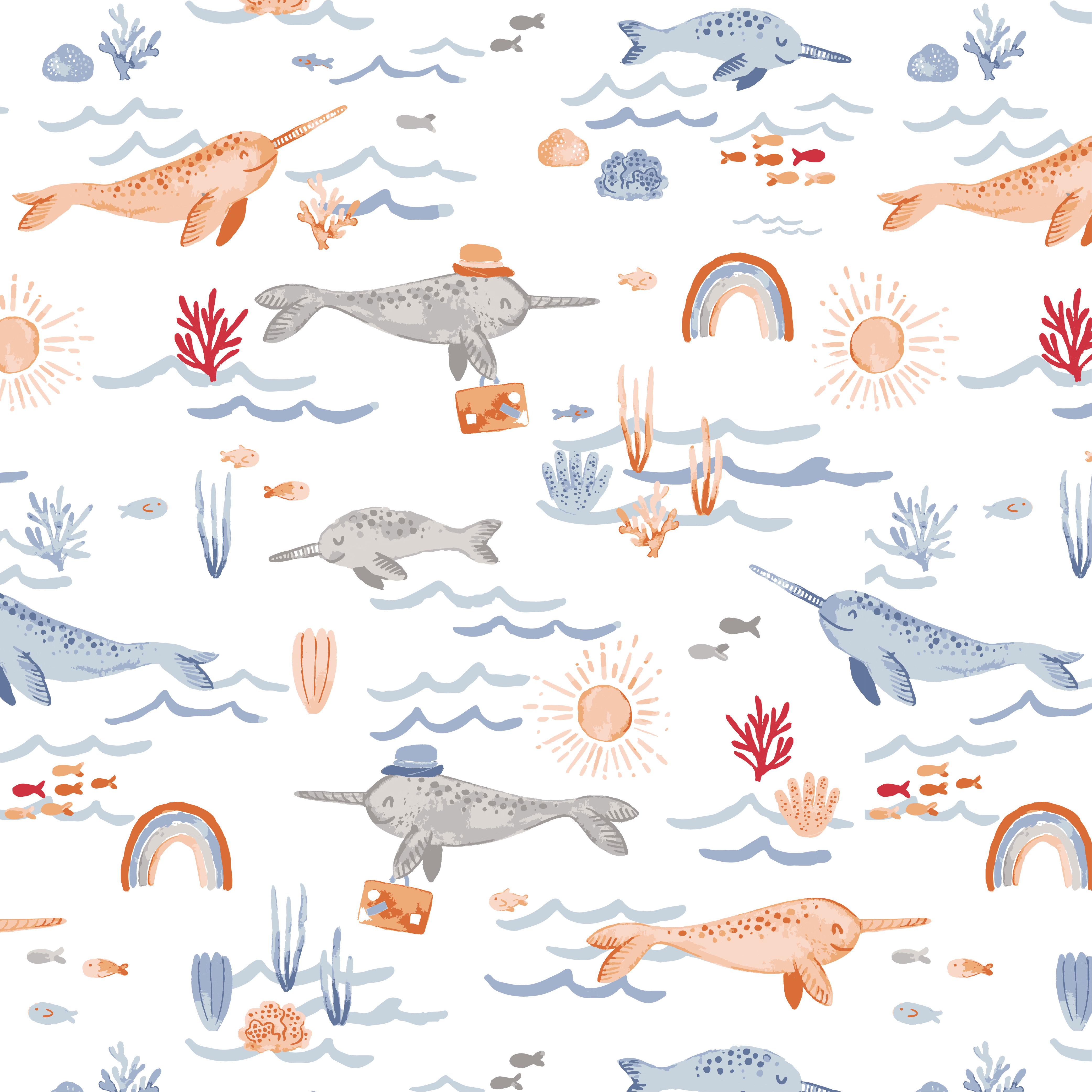 Bebe au Lait – Lençóis de berço por atacado – Folha de berço de musselina clássica Narwhal2