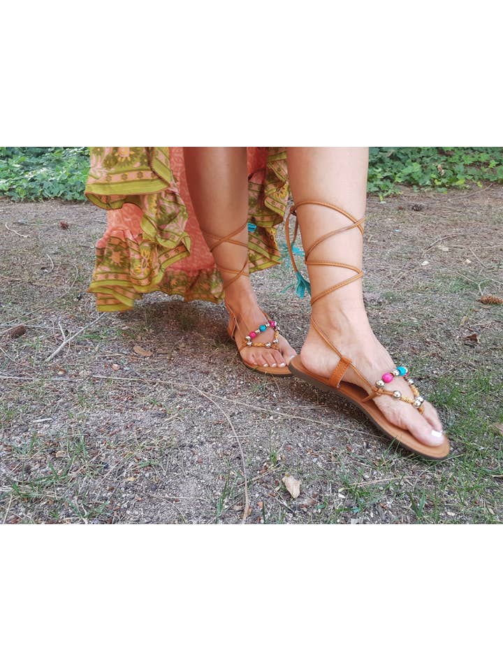 Kimago Look - Venta al por mayor Sandalias - Mujer - Sandalia hippie griega con bolas