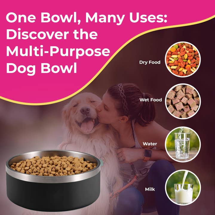 Glow Pups – Engroshandel Madskål - Kat/hund – Lyserød hundeskål i rustfrit stål - 32 oz & 64 oz
