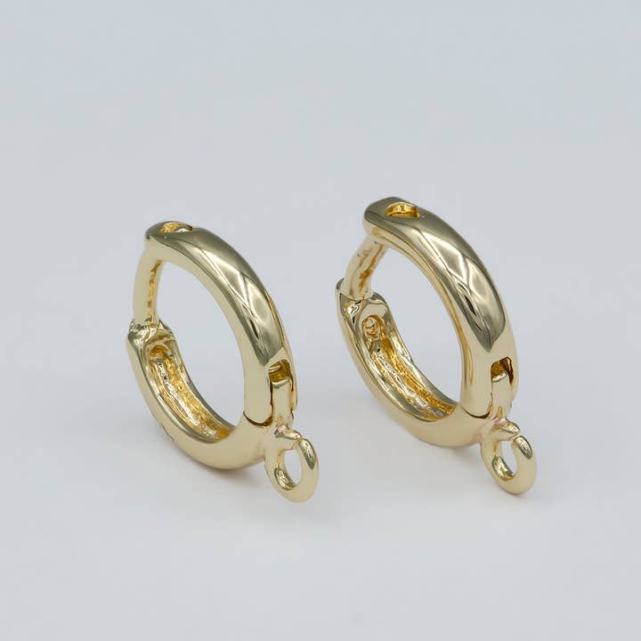 1 Pair 24k Simple Minimalist Gold Filled Thick Earring Huggies For DIY Earring Making - L388 for wholesale by Aim Eternal