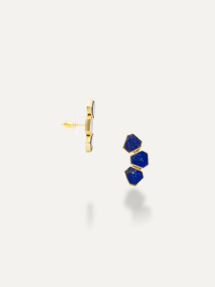 Samir Lapislazuli Gold Earrings for wholesale by TIAHRA Jewelry