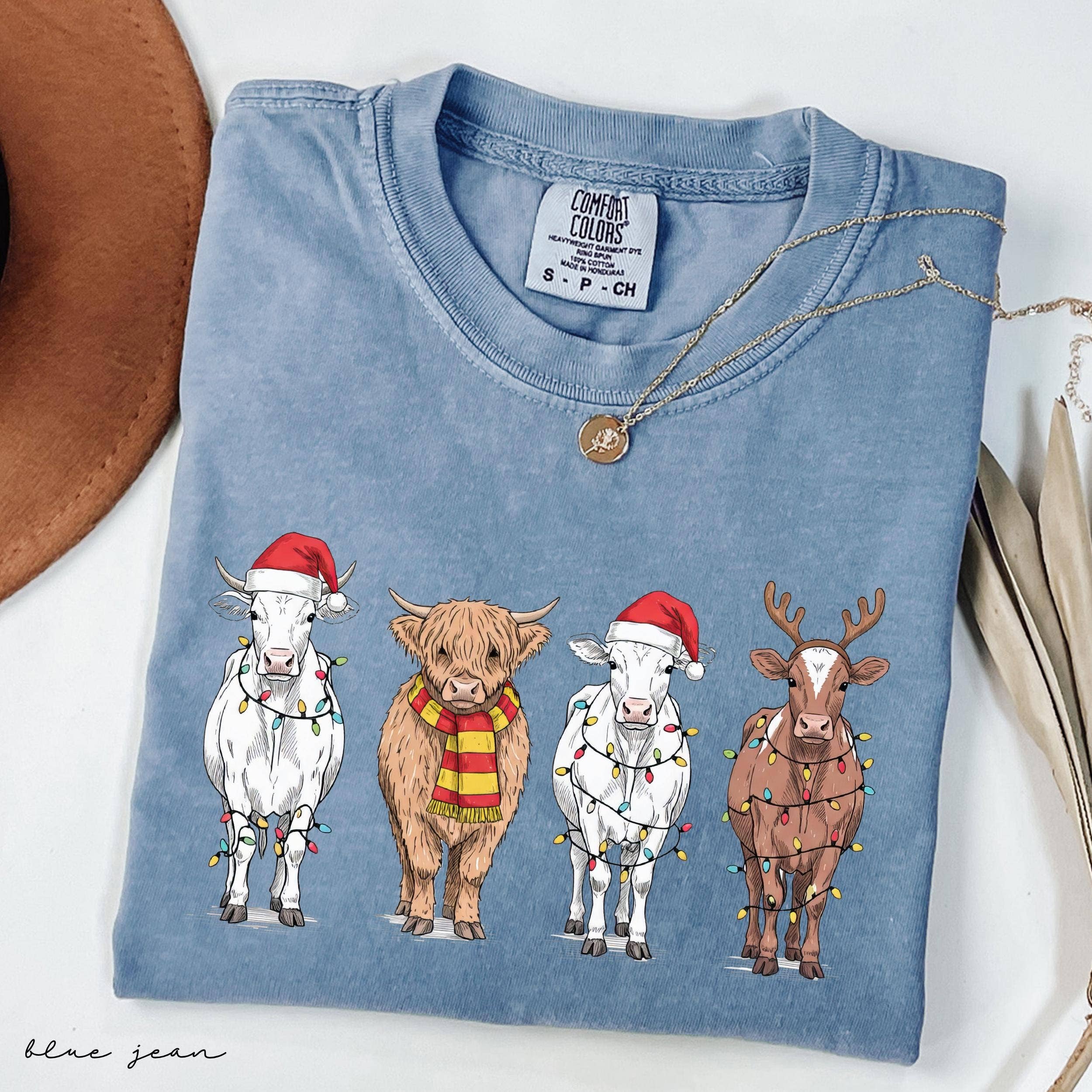 Glaime - Wholesale T-Shirt (Graphic) - Women's - Comfort Colors Mooey Christmas Cow Shirt, Mooey Christmas 1