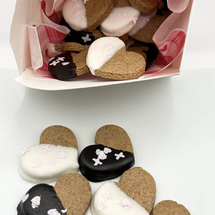 Valentine Hearts Gluten Free Yogurt Carob Dog Treat Box for wholesale by The Posh Pup Bakery
