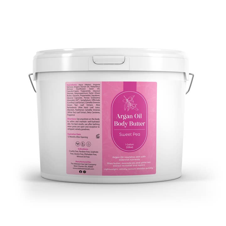 The Midwest Sea Salt Company - Wholesale Body balm/butter - Sweet Pea Argan Oil Body Butter - 1 Gallon1