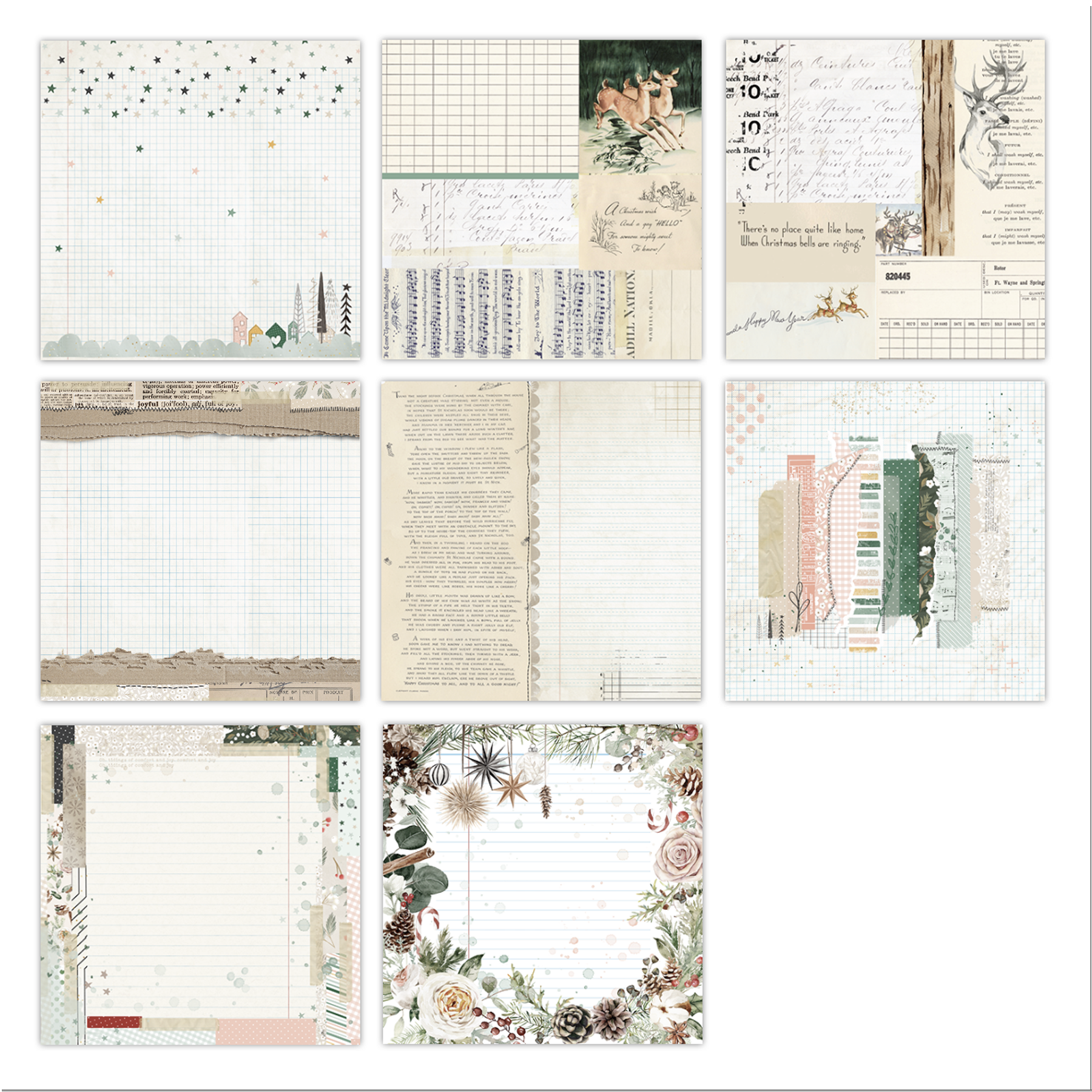 Pretty Little Studio - Wholesale Scrapbook - Comfort & Joy LEDGER 12x12 Single Sided Paper Pack | Woodland, Winter, Deer3