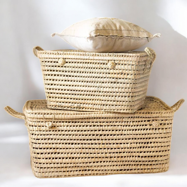 HandmadeBestSeller - Vente Paniers - Coffre en osier - malle et panier de rangement1