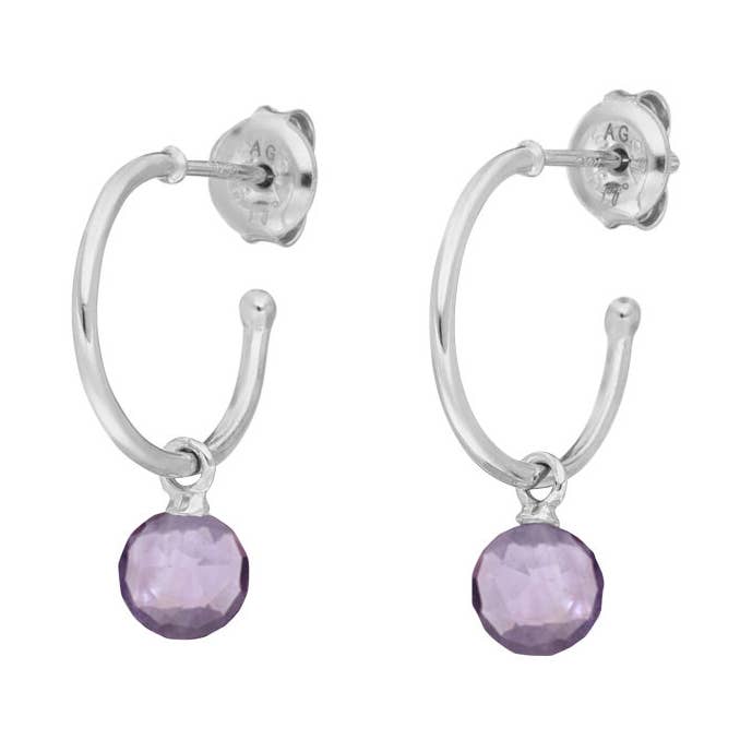 Gemme volante en argent sterling 925 avec améthyste créole pour la vente par Leaf Jewelry