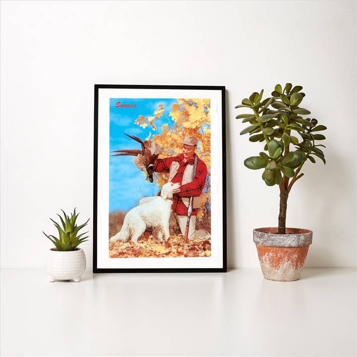 Found Image Press - Vente Affiche d'art - Impression d'art NP-384 Succès, Homme avec Faisan Mort et Chasse