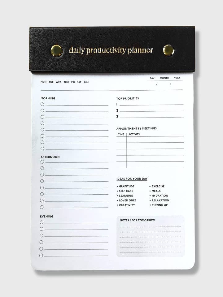 Daglig produktivitetsplanlægger (sort) for engroshandel hos Kind of Productive