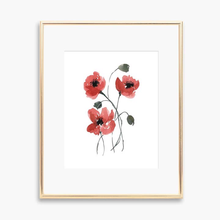Watercolour Poppies Art Print for wholesale by Peak Paper Co