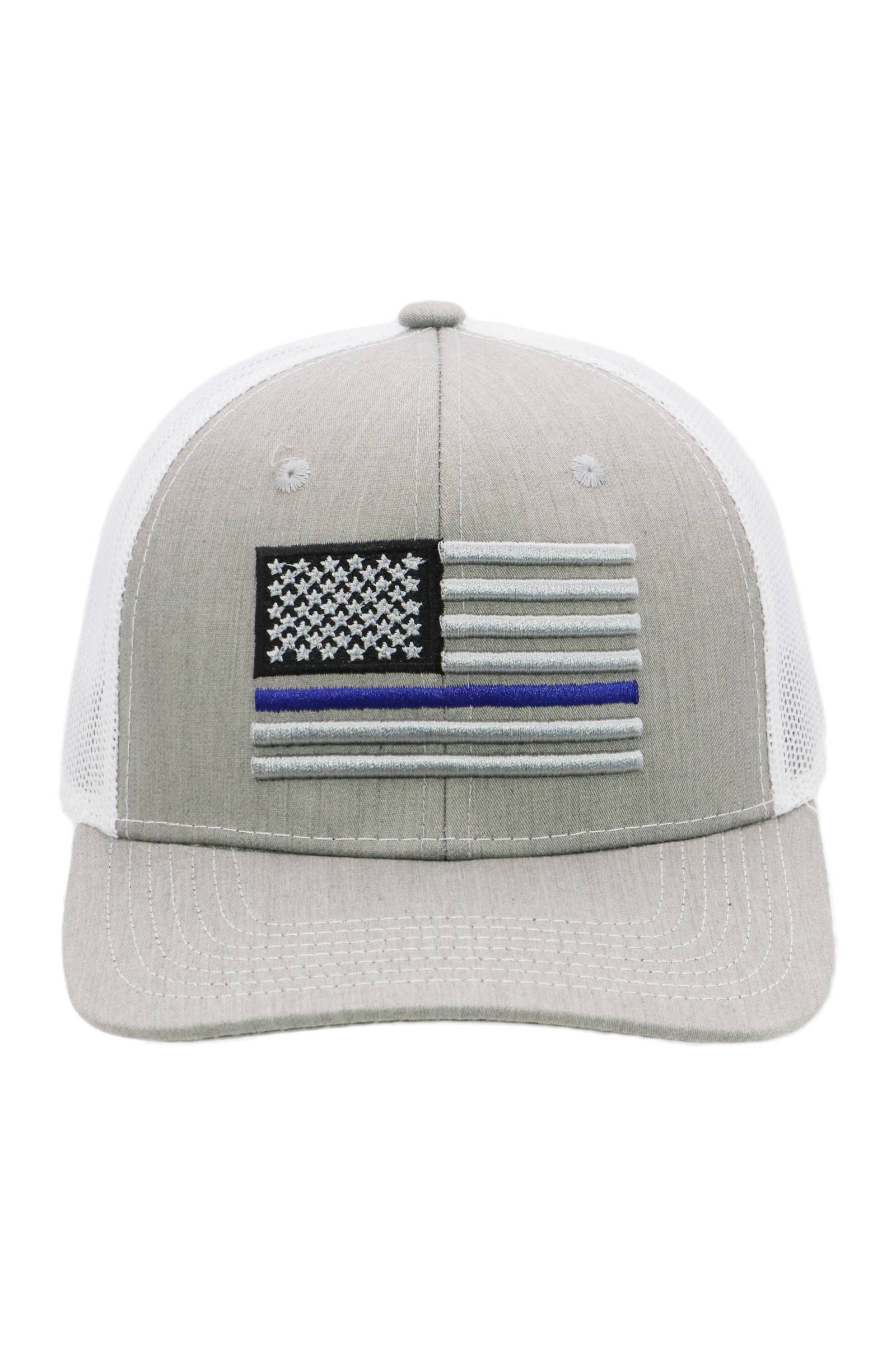 Cap Zone - Vente Casquette de camionneur – unisexe - Casquette de camionneur en maille avec drapeau américain à ligne bleue de la police7
