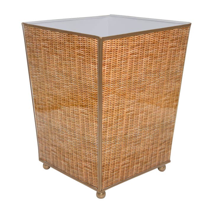 Jaye's Studio - Wholesale Bathroom Accessory Set - Rattan Enameled Square Wastebasket