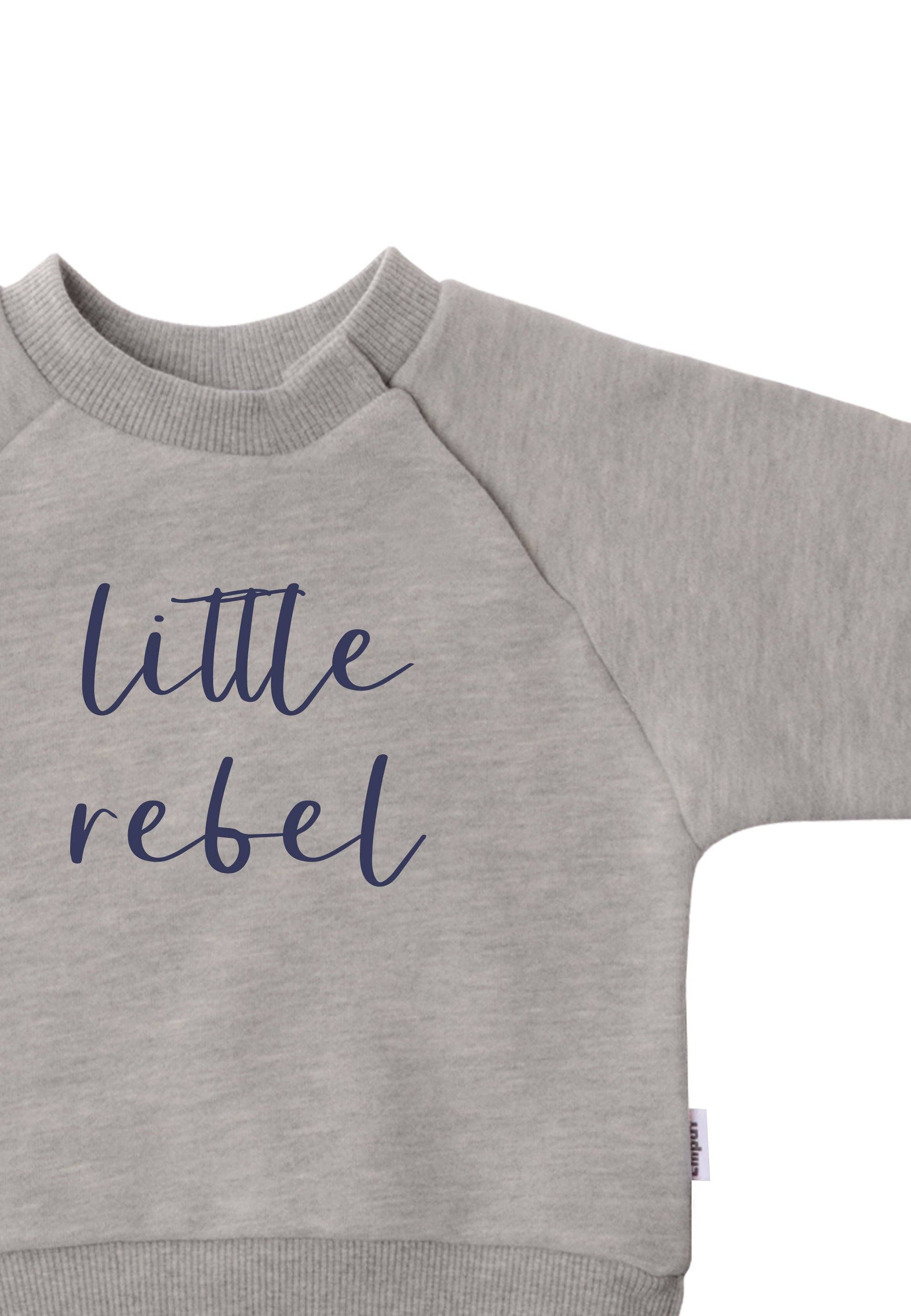 Liliput – wholesale Sweatshirt - Barn – Sweatshirt i gråmelerad med tryck "little rebel"0