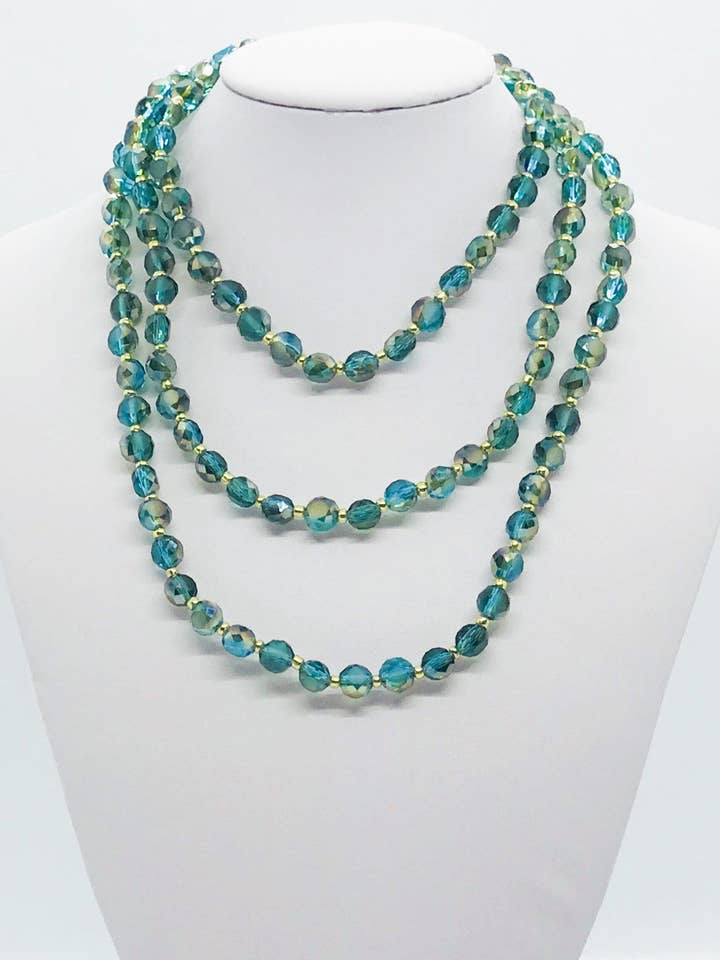 Blå/Grön Glas Pärlhalsband - N177 för wholesale av Magnolia & Peach Jewelry Boutique, LLC