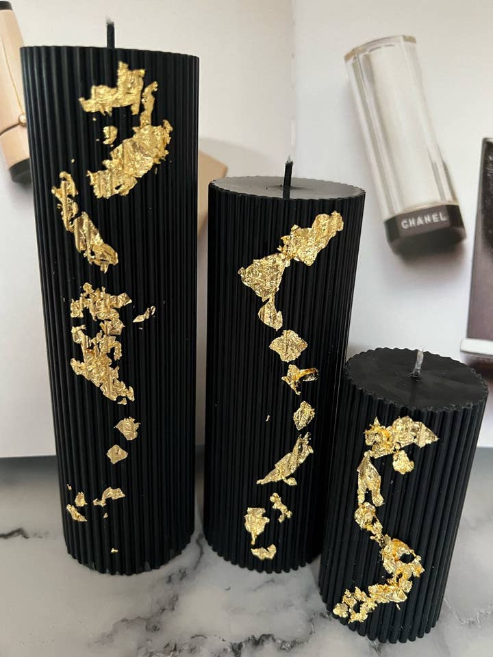 Small Ribbed Pillar Candle for wholesale by Dreamsoy Candles