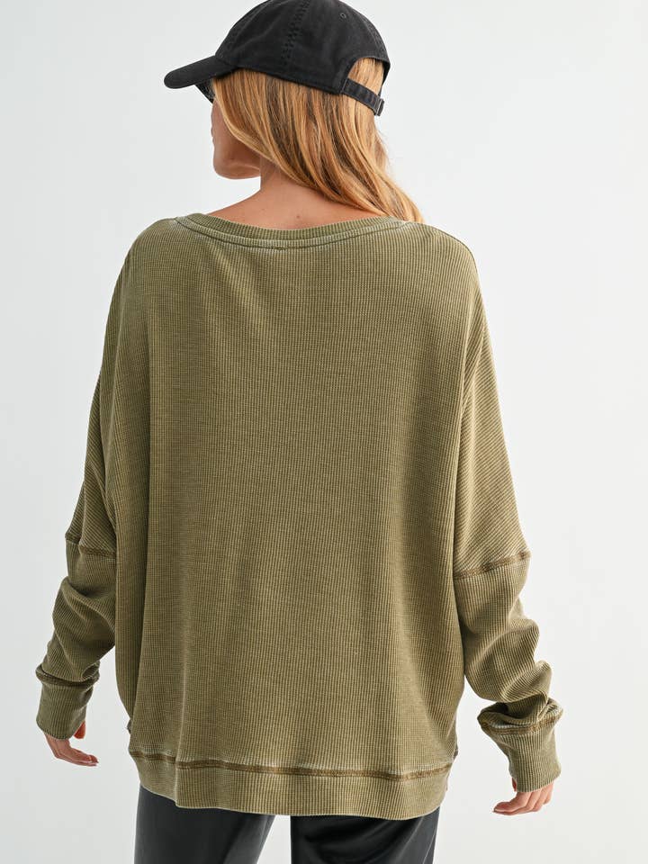 Mono B - Wholesale Sweatshirt - Women's - Waffle Ribbed Roundneck Pullover13