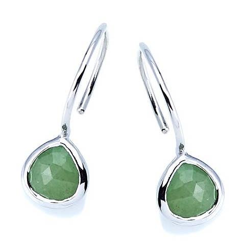 Pendientes con forma de corazón de aventurina verde, plata de ley para venta al por mayor de OPALOOK France