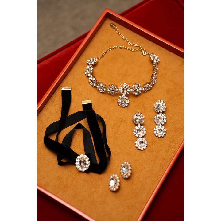 Ninon - Wholesale Choker/Collar - Donna Duo Şeffaf Kristal Choker3