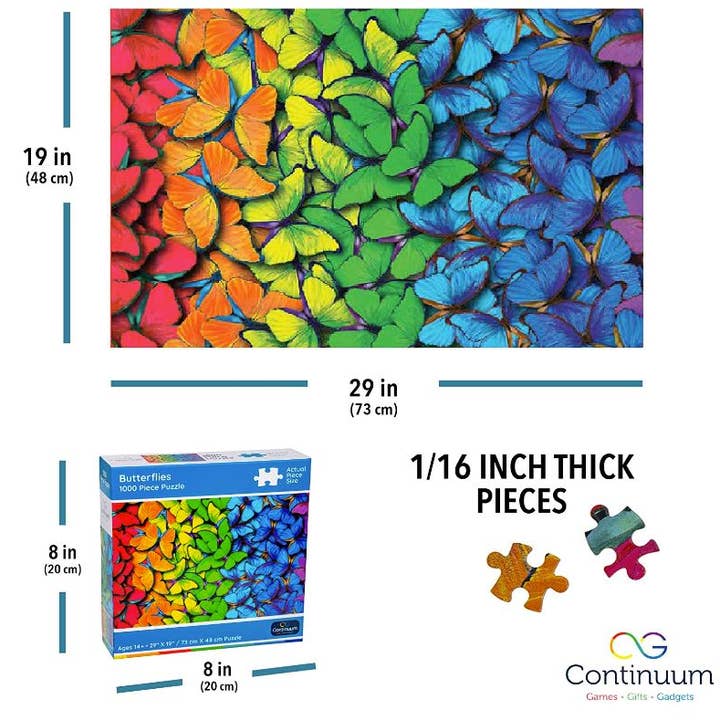 Continuum Games - Wholesale Puzzle - Adult - 1000 Piece Puzzle - Butterflies1