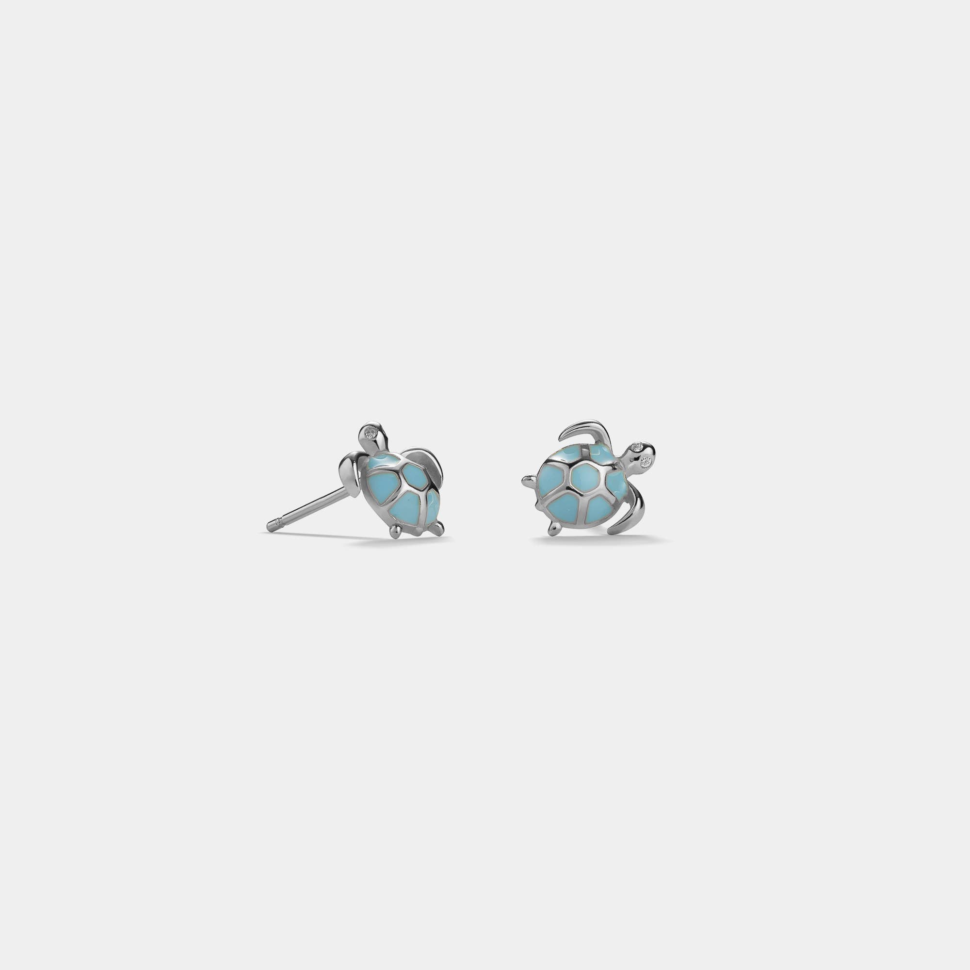 Perimade & Co. LLC - Wholesale Stud/Post Earrings - Blue Sea Turtle Beach Stud Earrings in 925 Sterling Silver2
