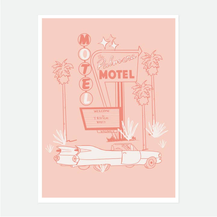 Pink Palmera Motel Art Print (Copy) for wholesale by The Palmera Design Studio