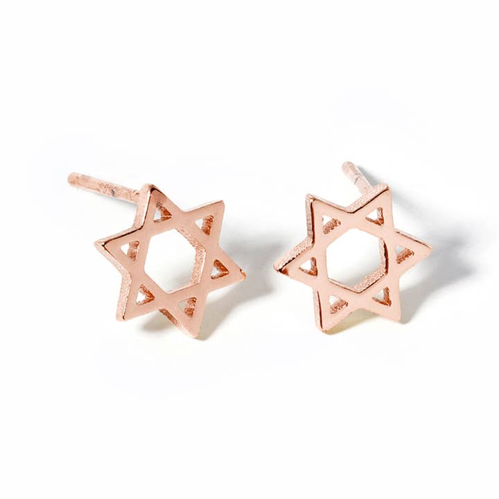 Sensibling Corp. - Wholesale Stud/Post Earrings - White / Gold Dipped Star of David Stud Earrings