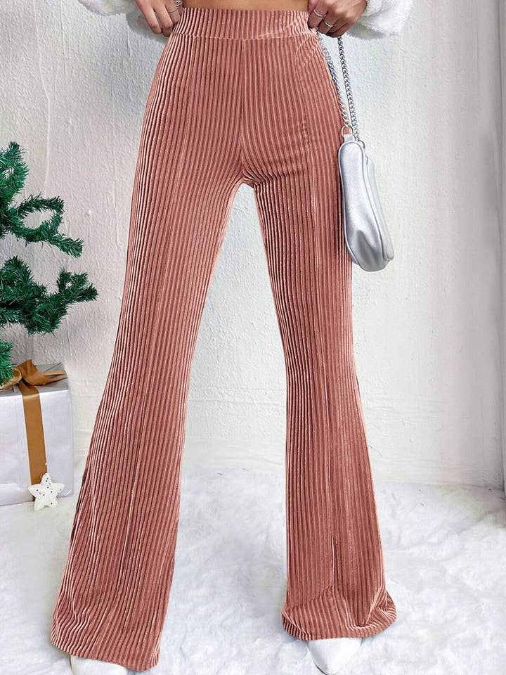 NINEXIS - Wholesale Pants - Women's - CWBLP1369_SOLID COLOR HIGH WAIST CORDUROY FLARED PANTS9