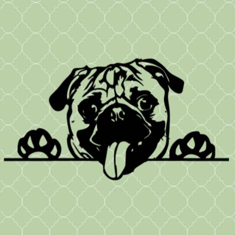 Peeking Pug Dog Puppy Vinyl Decal Sticker for wholesale by Bow-Dacious Designs