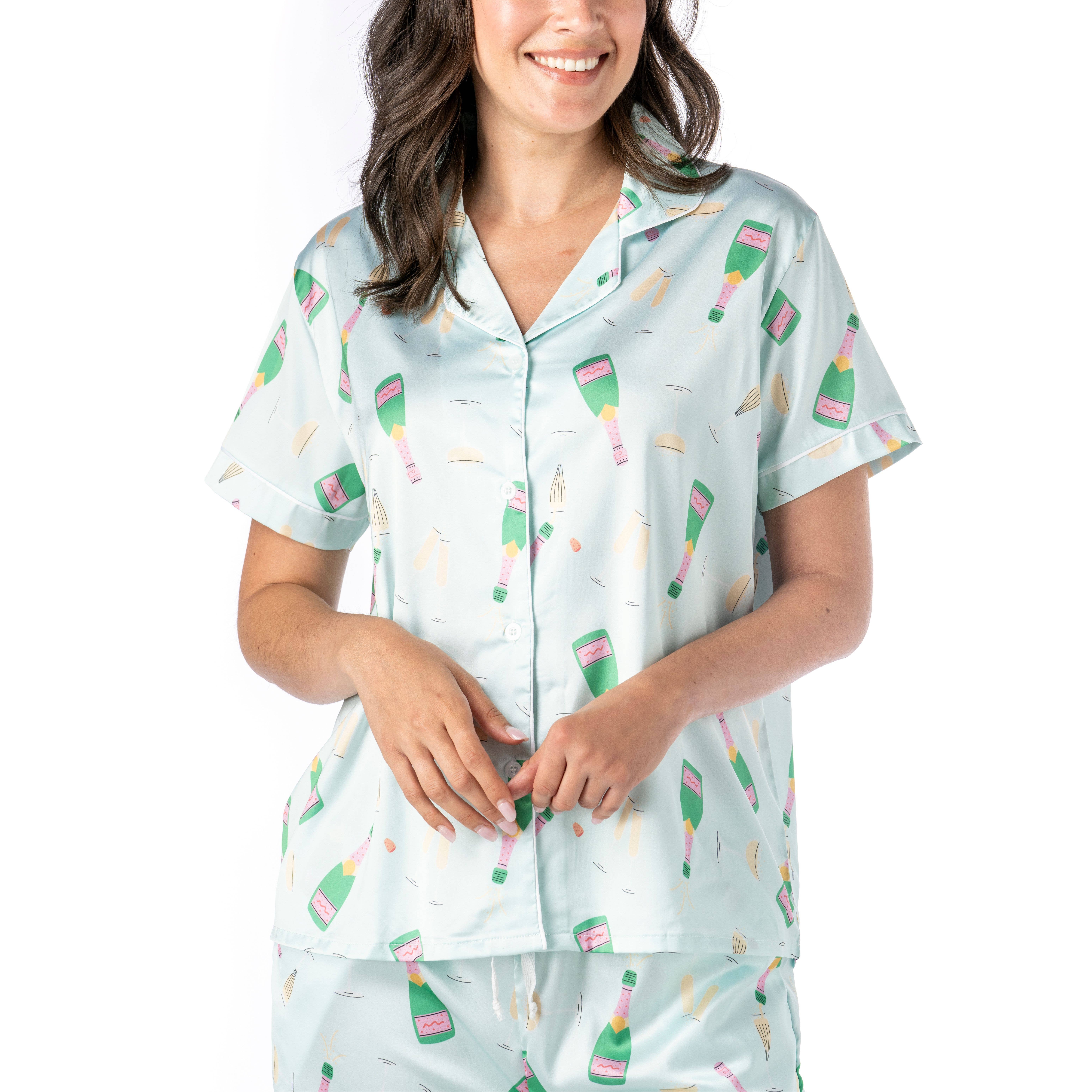 DM Merchandising - Wholesale Sleepwear Top - Women's - Hello Mello Boots & Bubbles Satin Pajama Top Open Stock0