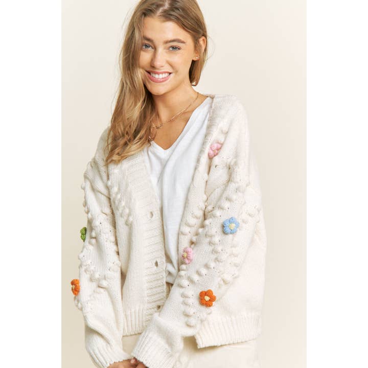 SWEET 3D FLOWER DETACHABLE PATCH KNITTING CARDIGAN for wholesale by Sweet Generis